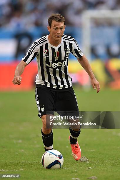 Stephan Lichtsteiner of Juventus FC in action during the preseason friendly match between Olympique de Marseille and Juventus FC at Stade Velodrome...