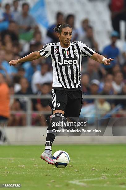 Martin Caceres of Juventus FC in action during the preseason friendly match between Olympique de Marseille and Juventus FC at Stade Velodrome on...