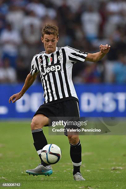 Daniele Rugani of Juventus FC in action during the preseason friendly match between Olympique de Marseille and Juventus FC at Stade Velodrome on...