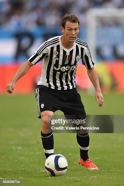 Stephan Lichtsteiner of Juventus FC in action during the preseason friendly match between Olympique de Marseille and Juventus FC at Stade Velodrome...