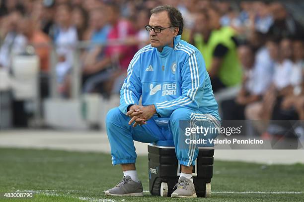 Olympique de Marseille head coach Marcelo Bielsa watches the action during the preseason friendly match between Olympique de Marseille and Juventus...