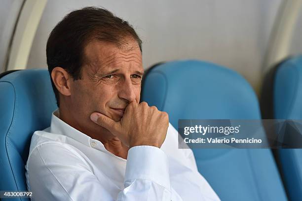 Juventus FC head coach Massimiliano Allegri looks on prior to the preseason friendly match between Olympique de Marseille and Juventus FC at Stade...