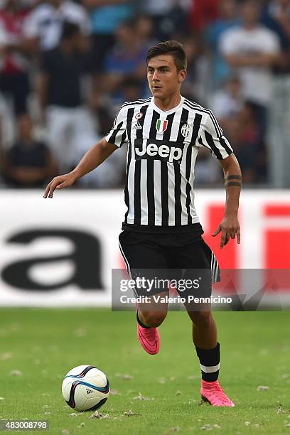 Paulo Dybala of Juventus FC in action during the preseason friendly match between Olympique de Marseille and Juventus FC at Stade Velodrome on August...