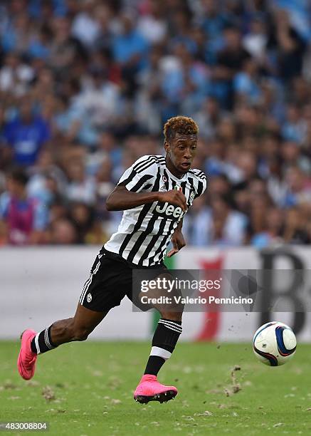 Kingsley Coman of Juventus FC in action during the preseason friendly match between Olympique de Marseille and Juventus FC at Stade Velodrome on...