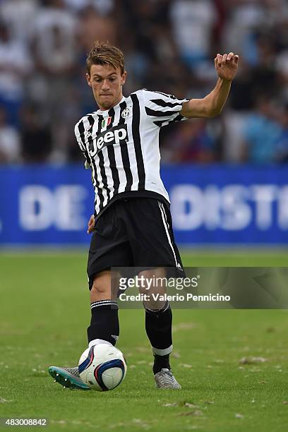 Daniele Rugani of Juventus FC in action during the preseason friendly match between Olympique de Marseille and Juventus FC at Stade Velodrome on...