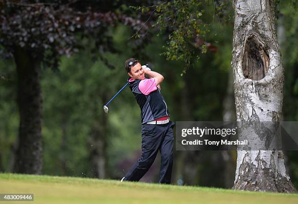 Gareth Davies of Abbeydale Golf Club plays his second shot on the 1st fairway during the Galvin Green PGA Assistants' Championship - Day 1 at...