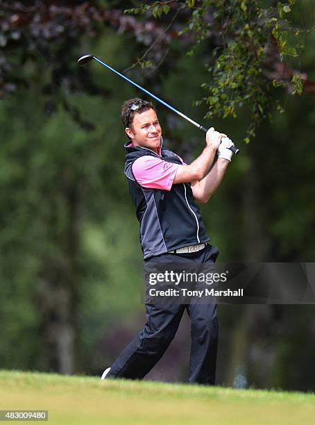 Gareth Davies of Abbeydale Golf Club plays his second shot on the 1st fairway during the Galvin Green PGA Assistants' Championship - Day 1 at...