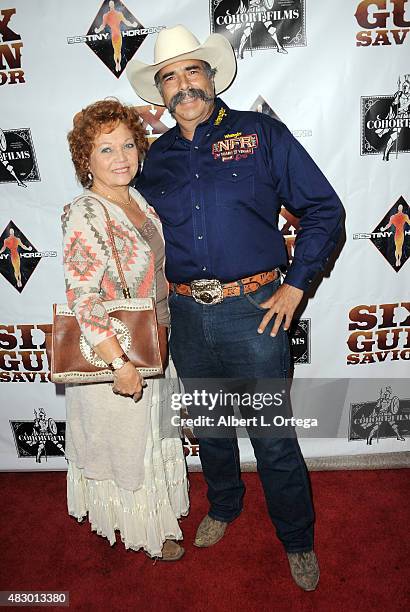 Jodi Davis and Miguel Corona arrive for Cohort Films And Destiny Horizons' Special Screening Of "Six Gun Savior" held at Crest Theatre on August 4,...