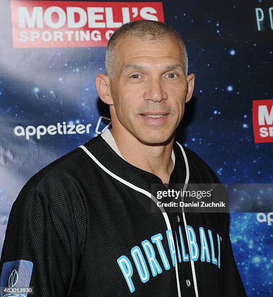 Yankees Manager Joe Girardi poses during the Portalball App Launch at Modell's Sporting Goods Store on August 5, 2015 in New York City.