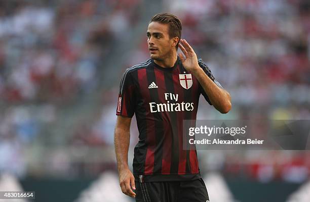 Allesandro Matri of AC Milan reacts during the Audi Cup third place match between Tottenham Hotspur and AC Milan at Allianz Arena on August 5, 2015...