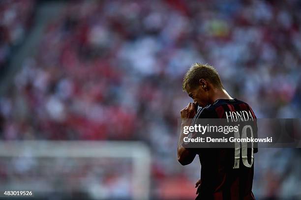 Keisuke Honda of AC Milan during the Audi Cup 2015 match between Tottenham Hotspur and AC Milan at Allianz Arena on August 5, 2015 in Munich, Germany.