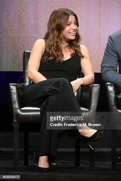 Actress Paige Spara speaks onstage during the 'Kevin From Work' panel discussion at the ABC Family portion of the 2015 Summer TCA Tour at The Beverly...