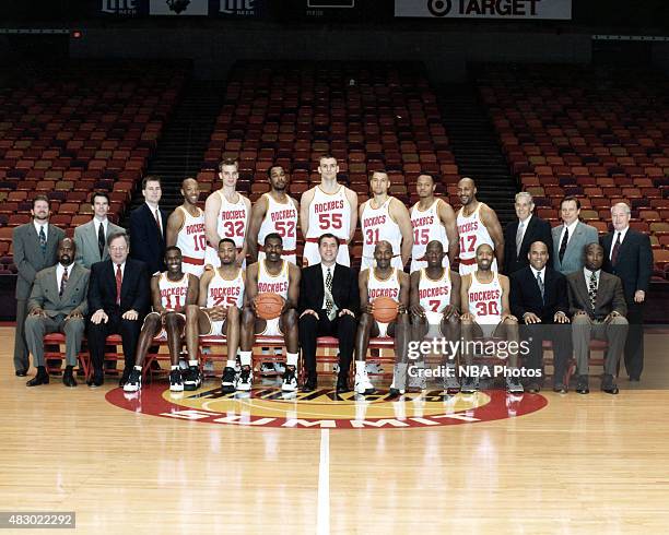 The Houston Rockets pose for a portrait circa 1995 at The Summit in Houston, TX. NOTE TO USER: User expressly acknowledges and agrees that, by...