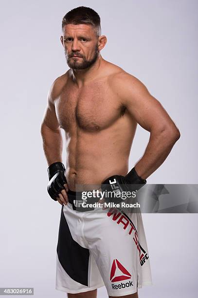 Middleweight Tom Watson poses for a portrait during a UFC photo session on August 4, 2015 in Nashville, Tennessee.