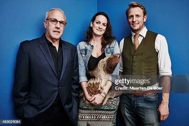 Executive producer Fred Kaufman, co-founder/director of The Sloth Institute, Costa Rica, Sam Trull with Ambien, one of the furry sloth stars of PBS'...