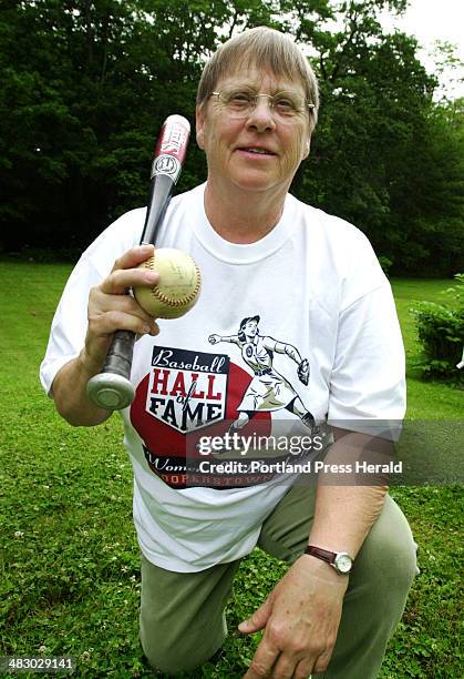 Staff Photo by Jill Brady, Wednesday, July 6, 2005: Maxine Simmons of Camden will become the first woman inducted into the Maine Baseball Hall of...