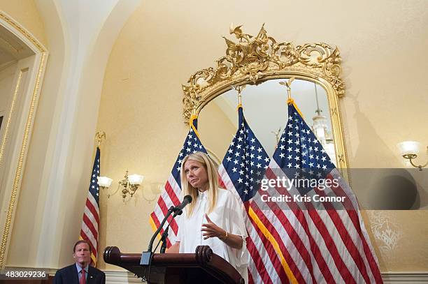 Actress Gwyneth Paltrow speaks during a news conference to discuss opposition to H.R. 1599 on August 5, 2015 in Washington, DC. H.R.1599, known as...