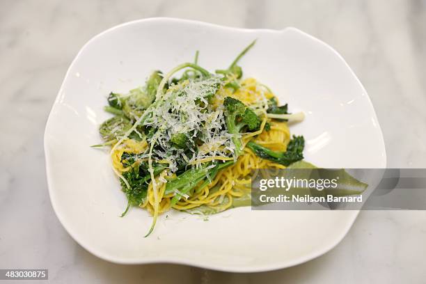 Insalata di Fagioli e Polpo con Fettunta prepared by Cesare Casella is seen during Day 1 of the New York Culinary Experience 2014 presented by New...