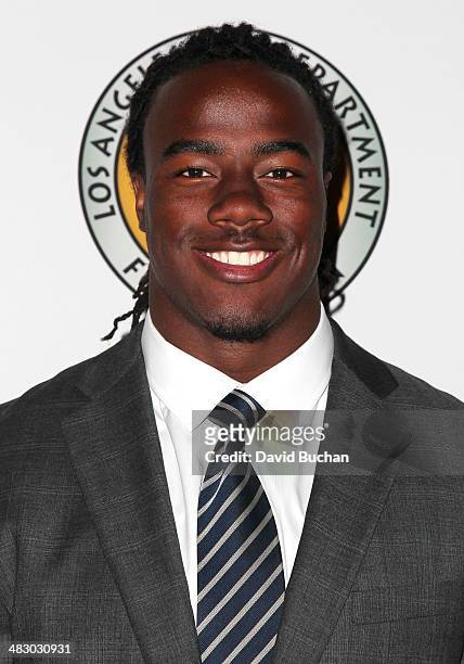 Football player Josh Shaw attends LA Fire Department Foundation Honors Jerry Weintraub at LAFD Disaster Preparedness Unit on April 5, 2014 in Sherman...