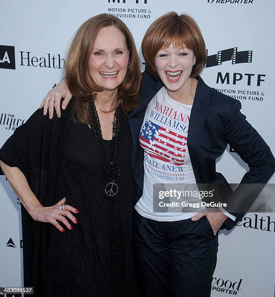 Actors Beth Grant and Frances Fisher arrive at the 3rd Annual Reel Stories, Real Lives event at Milk Studios on April 5, 2014 in Hollywood,...