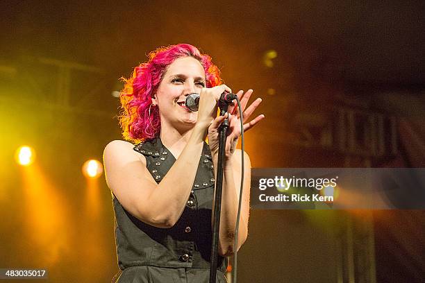 Vocalist Lizzy Plapinger of MS MR performs in concert at Stubb's Bar-B-Q on April 5, 2014 in Austin, Texas.