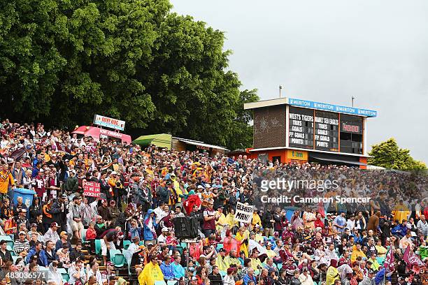 Spectators fill the Eastern hill during the round five NRL match between the Wests Tigers and the Manly-Warringah Sea Eagles at Leichhardt Oval on...