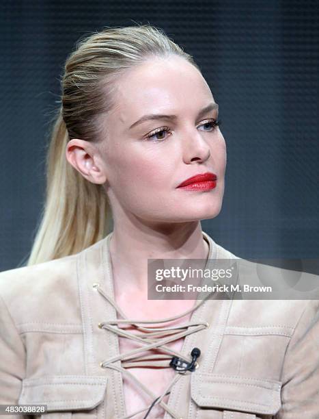Actress Kate Bosworth speaks onstage during 'The Art of More' panel discussion at the Crackle portion of the 2015 Summer TCA Tour at The Beverly...