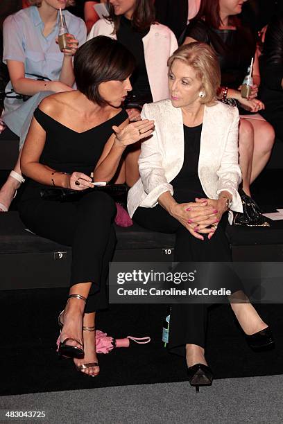 Natarsha Belling and Ita Buttrose attend the Carla Zampatti show during Mercedes-Benz Fashion Week Australia 2014 at Carriageworks on April 6, 2014...