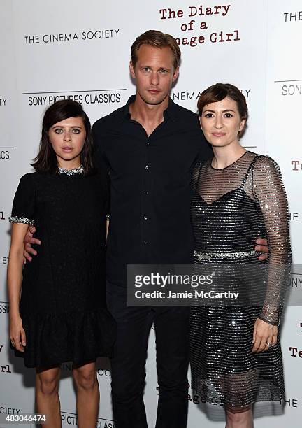 Actors Bel Powley and Alexander Skarsgard and director Marielle Heller attend the screening of Sony Pictures Classics "The Diary Of A Teenage Girl"...