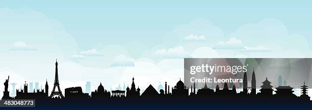 stockillustraties, clipart, cartoons en iconen met world skyline (buildings are detailed, moveable and complete) - travel and not business