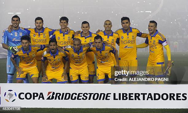 Mexico's Tigres team poses for a picture before their Libertadores Cup second leg final match against Argentina's River Plate, at Antonio Vespucio...