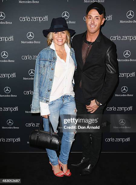 Faye De Lanty and Donny Galella attend the Carla Zampatti show during Mercedes-Benz Fashion Week Australia 2014 at Carriageworks on April 6, 2014 in...