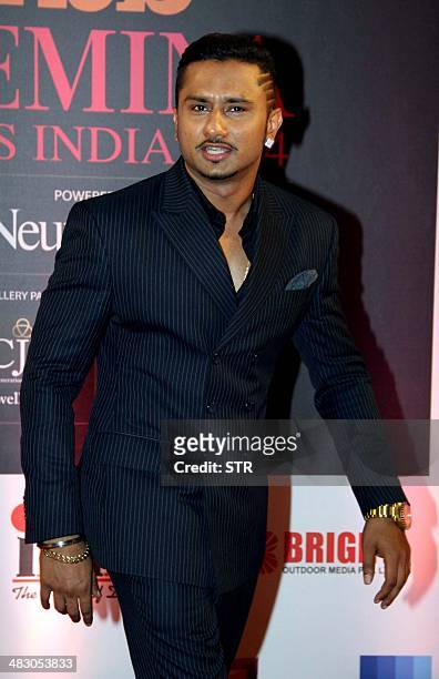 Indian rapper, music producer, singer Honey Singh attends the 'Femina Miss India 2014' grand finale in Mumbai on April 5, 2014. AFP PHOTO