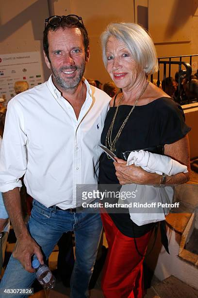Actor Christian Vadim and Director of Theatre Saint-Georges Marie-France Mignal attend the 'Georges and Georges' Theater play during the 31th...