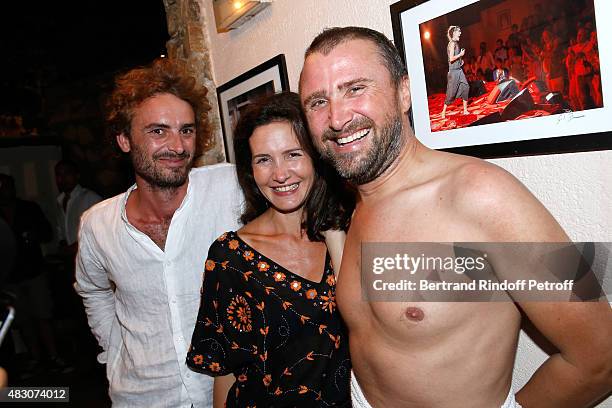 Actress Chloe Lambert standing between and her companion Director Thibault Ameline and Actor of the Piece Alexandre Brasseur pose Backstage after the...