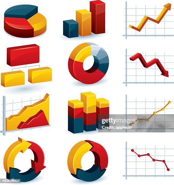 illustrazioni stock, clip art, cartoni animati e icone di tendenza di business diagrammi e grafici - 3d charts