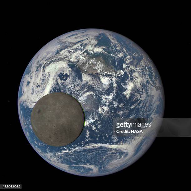 In this handout provided by the National Aeronautics and Space Administration, a satellite image shows the far side of the moon as it crosses between...