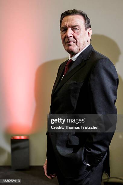 Former German Chancellor Gerhard Schroeder at a reception to mark Schroeder's 70th birthday at Hamburger Bahnhof museum on April 6, 2014 in Berlin,...