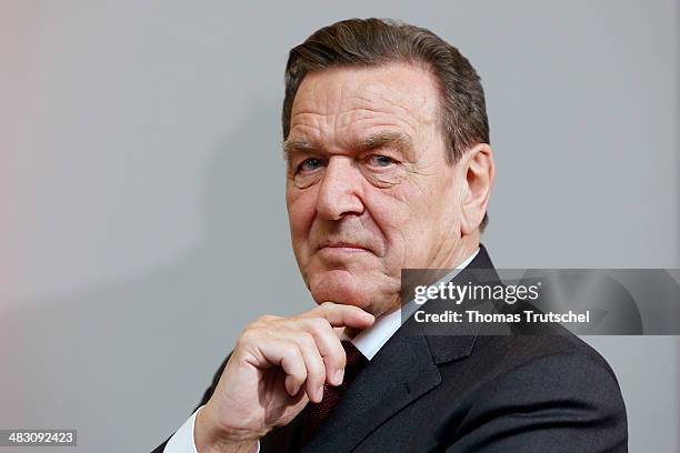 Former German Chancellor Gerhard Schroeder at a reception to mark Schroeder's 70th birthday at Hamburger Bahnhof museum on April 6, 2014 in Berlin,...