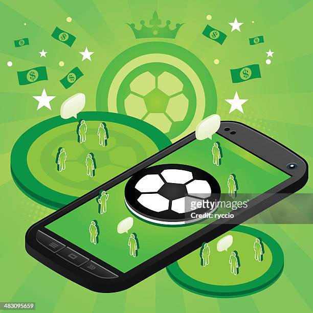 stockillustraties, clipart, cartoons en iconen met soccer mobile phone - american football game