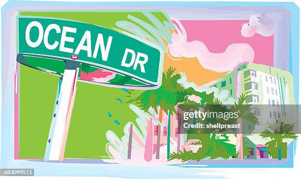 ocean drive - miami vector stock illustrations