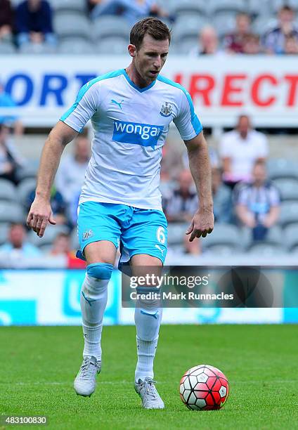 Mike Williamson of Newcastle in action during the Pre Season Friendly between Newcastle United and Borussia Moenchengladbach at St James' Park on...