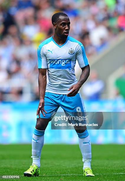 Vurnon Anita of Newcastle in action during the Pre Season Friendly between Newcastle United and Borussia Moenchengladbach at St James' Park on August...