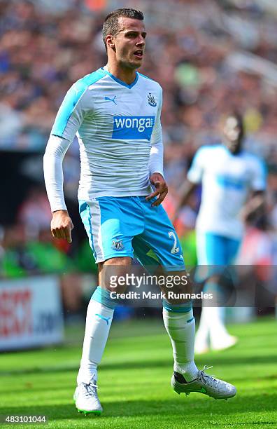 Steven Taylor of Newcastle in action during the Pre Season Friendly between Newcastle United and Borussia Moenchengladbach at St James' Park on...