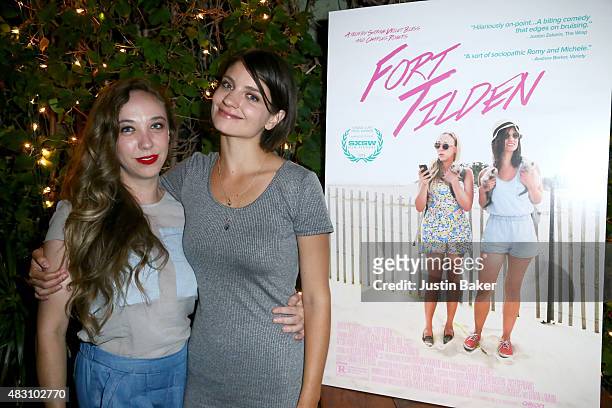 Actresses Clare McNulty and Bridey Elliott attends the premiere of Orion Pictures' "Fort Tilden" at Cinefamily on August 5, 2015 in Los Angeles,...