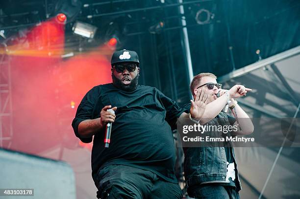 Killer Mike and El-P of Run the Jewels performs on Day One of the Osheaga Music and Arts Festival on July 31, 2015 in Montreal, Canada.