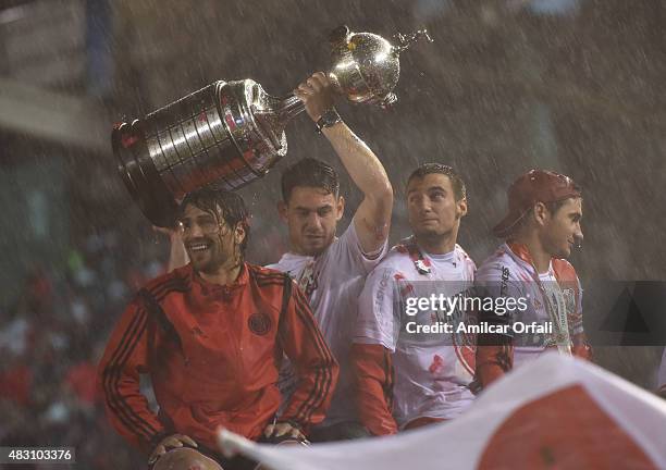 Players of River celebrate their victory after a second leg final match between River Plate and Tigres UANL as part of Copa Bridgestone Libertadores...