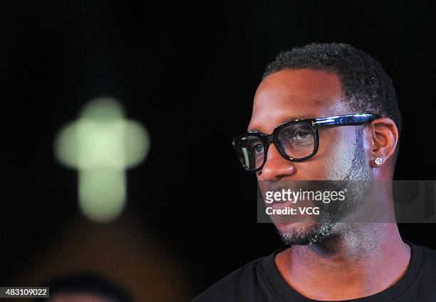 Former NBA star Tracy McGrady visits Kunming on Wednesday on August 5, 2015 in Kunming, Yunnan Province of China.