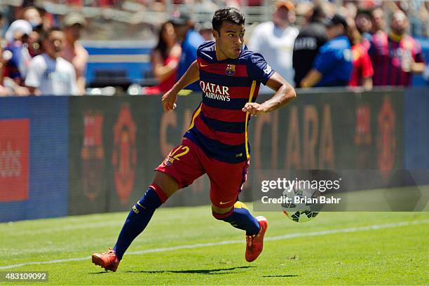 Rafinha of FC Barcelona lines up an attack against Manchester United FC in the first half during the International Champions Cup on July 25, 2015 at...