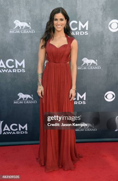 Singer Cassadee Pope attends the 49th Annual Academy Of Country Music Awards at the MGM Grand Garden Arena on April 6, 2014 in Las Vegas, Nevada.